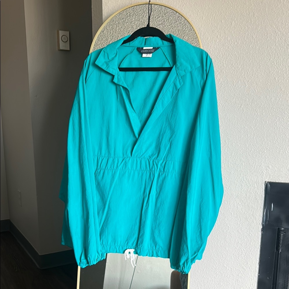 Lands' End Blue Utility Jacket Lightweight Zip-Up